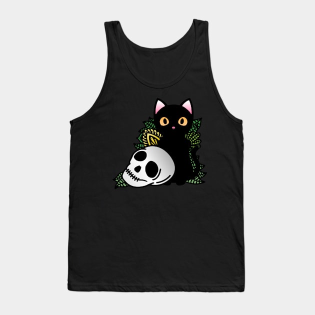 Skull and Black Cat Tank Top by Ratatosk